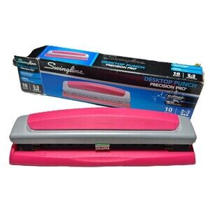 Swingline Desktop Hole‎ Punch PRECISION PRO 2-3 HOLES 10 Sheet Capacity PINK